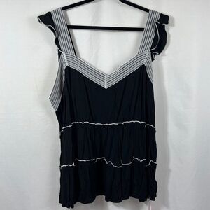 NWT Bloomchic Black w/White Embroidery Babydoll Blouse 0453